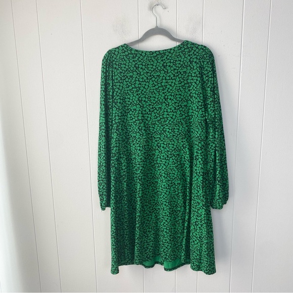 Boden Button Front Jersey Mini Dress in Green Bee Tulip Sprig Sz US 12 UK 16 - Picture 10 of 11